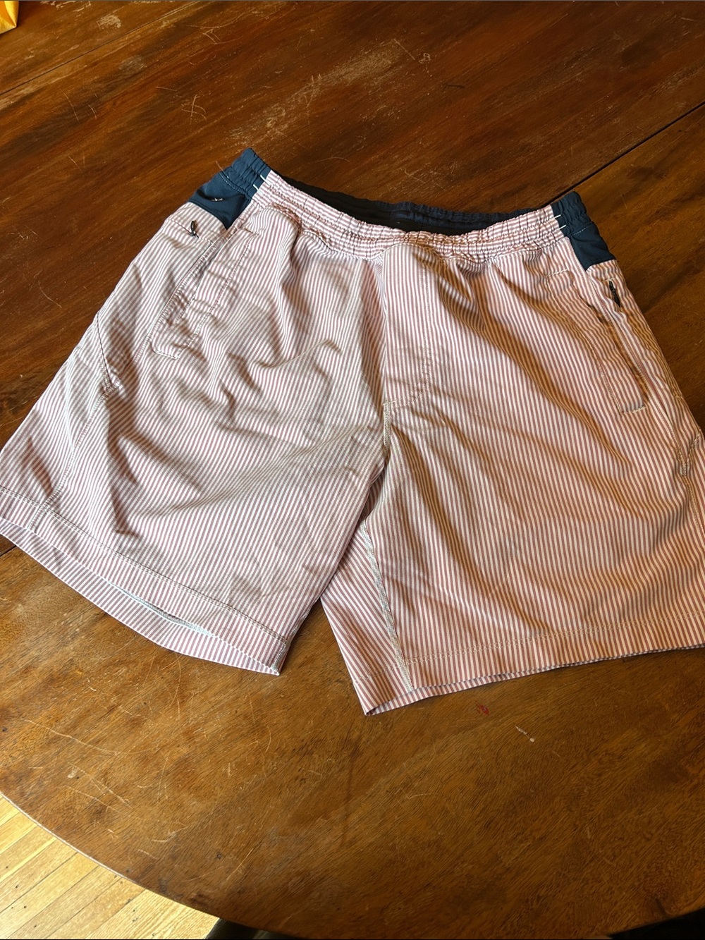 Birddogs Red and White Pinstripe Men's Swim Trunks